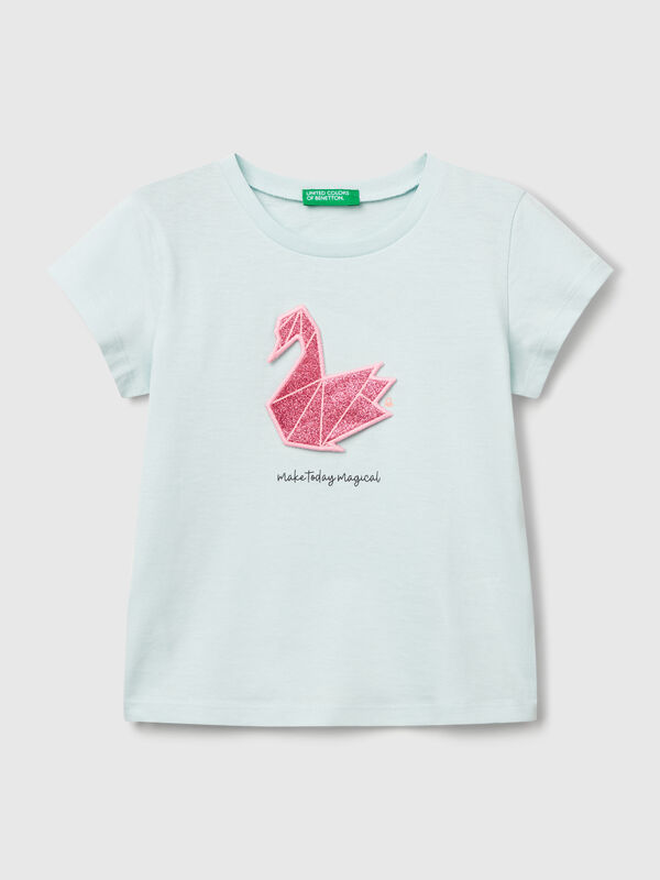 T-shirt avec imprimé et application Filles