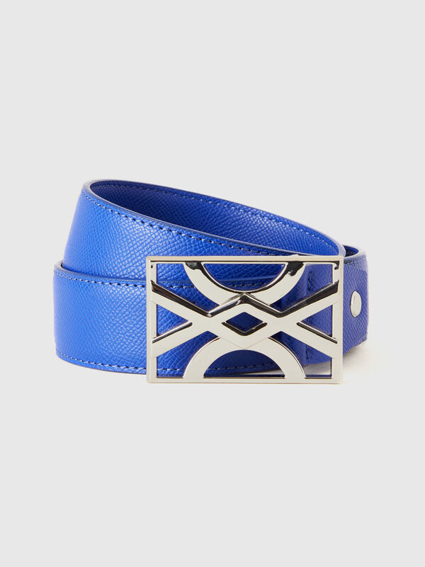 Ceinture bleue à boucle siglée Femme