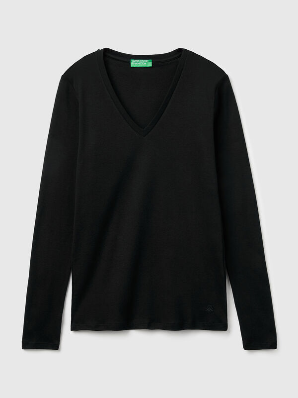 T-shirt noir col V T-shirt noir col V Femme