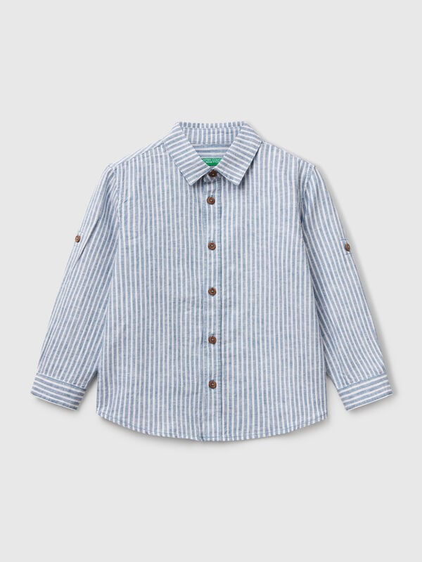 Chemise rayée en lin mélangé Garçon