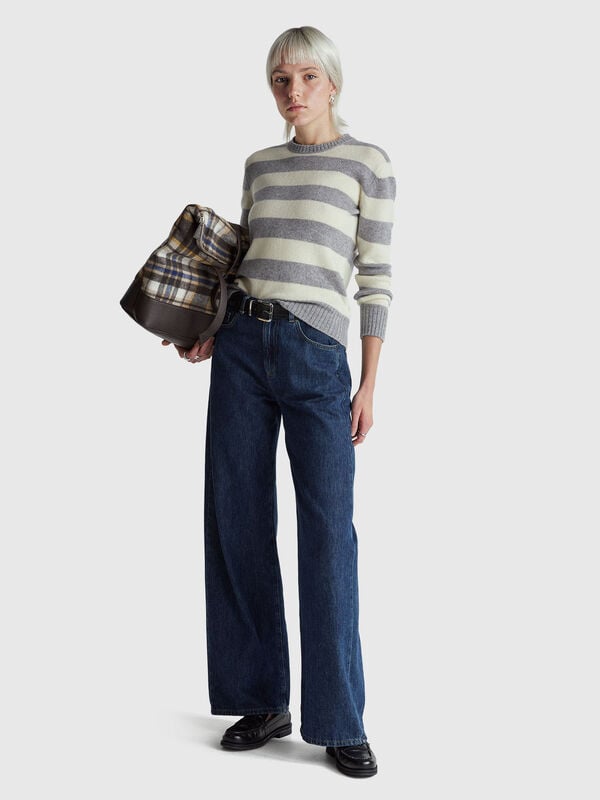 Pull rayé en pure laine Shetland Femme