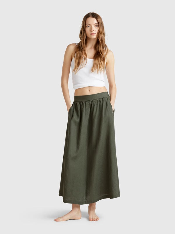 Jupe longue en pur lin Femme
