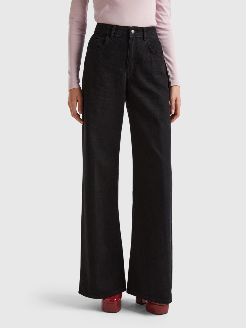 Jean noir top large femme