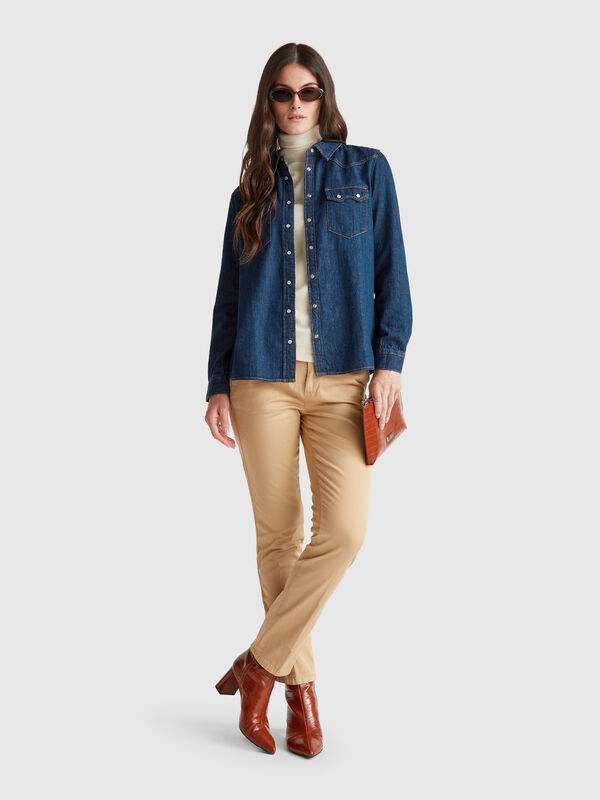 Chino slim camel en coton Chino slim camel en coton Femme