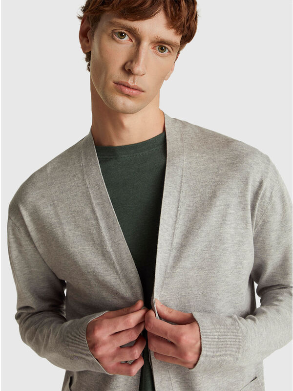 Cardigan tricoté en mélange de viscose Homme