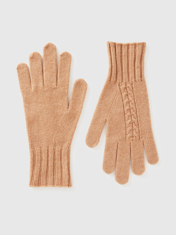 Gants avec finition tressée Femme