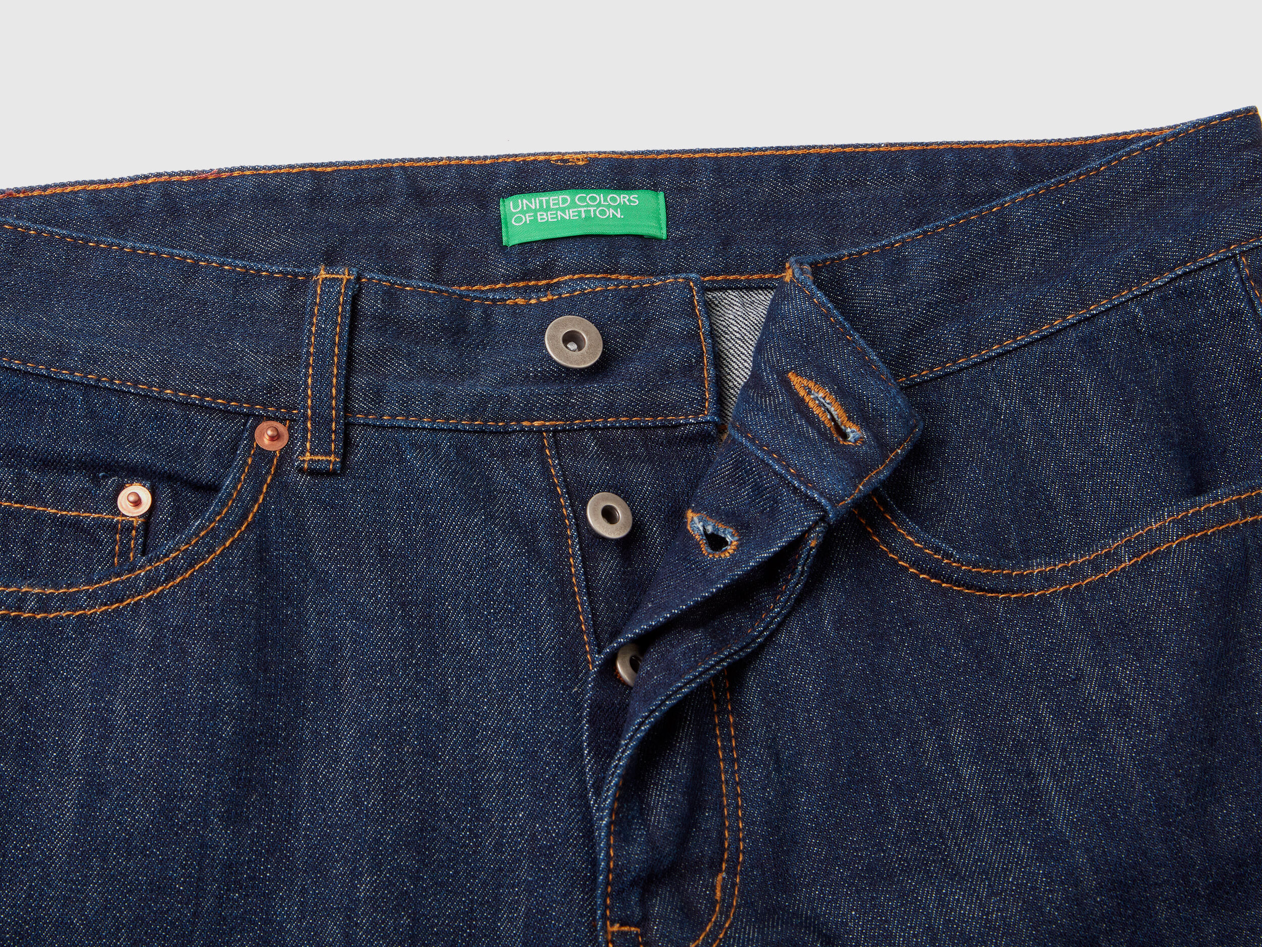 Jeans straight leg 100 coton Bleu Fonc Benetton