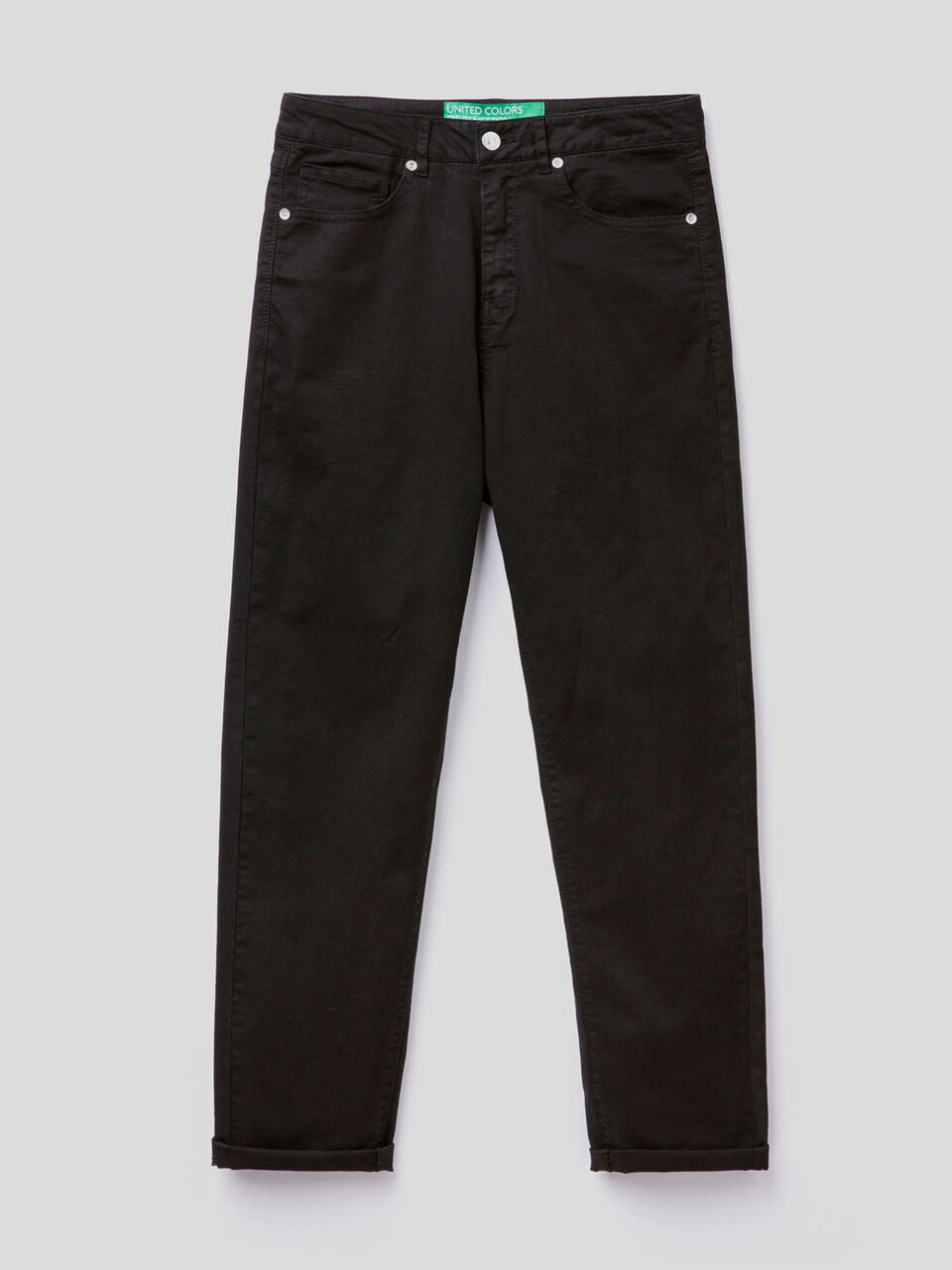 Pantalon boyfriend en coton stretch image number 1