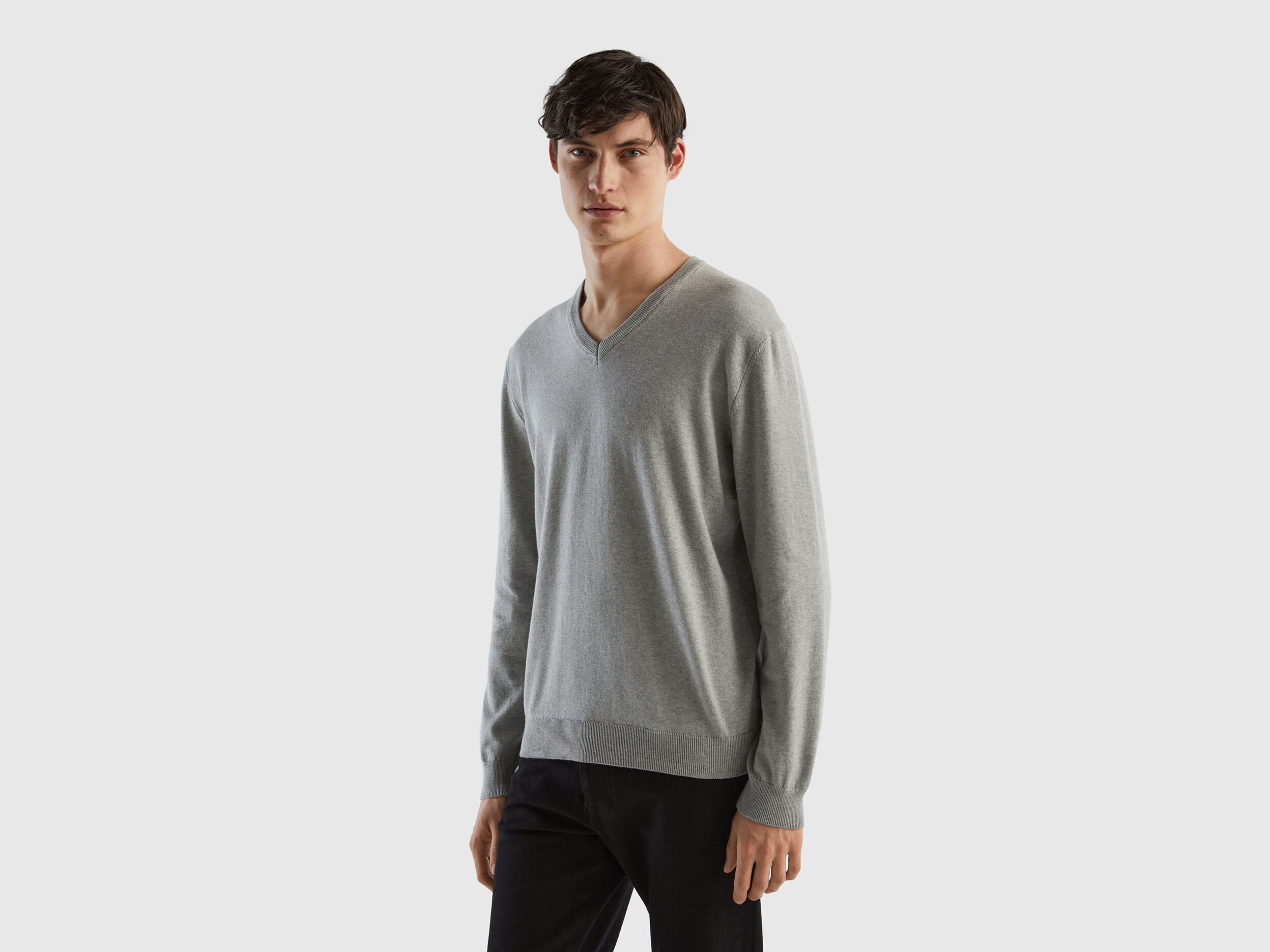 Pull en pur coton col en V