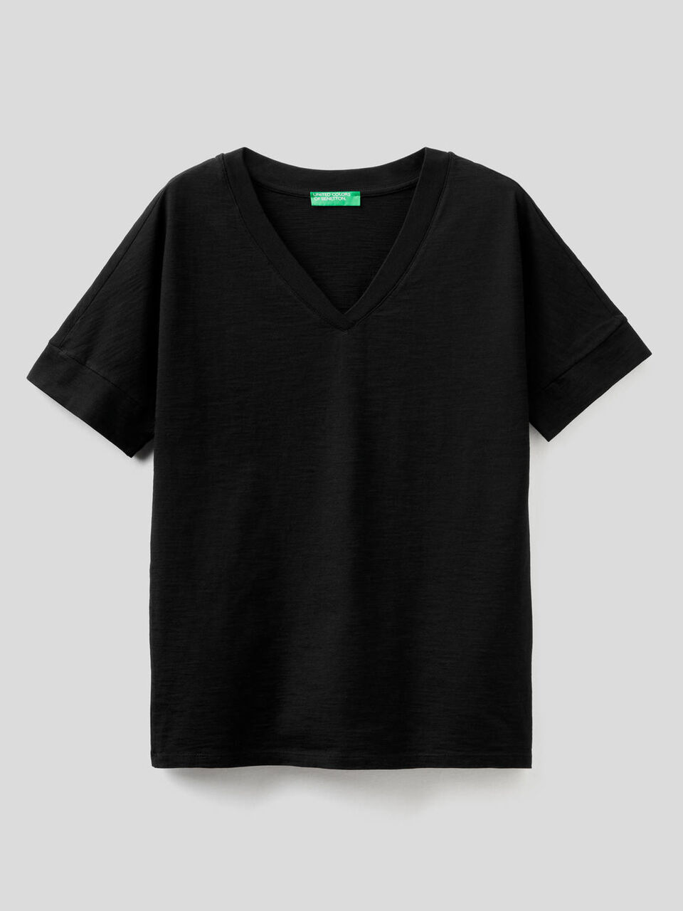 T-shirt avec col en V 100% coton image number 1
