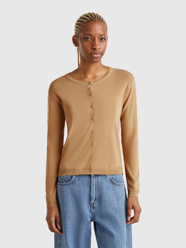 Gilet à col rond en pur coton Femme