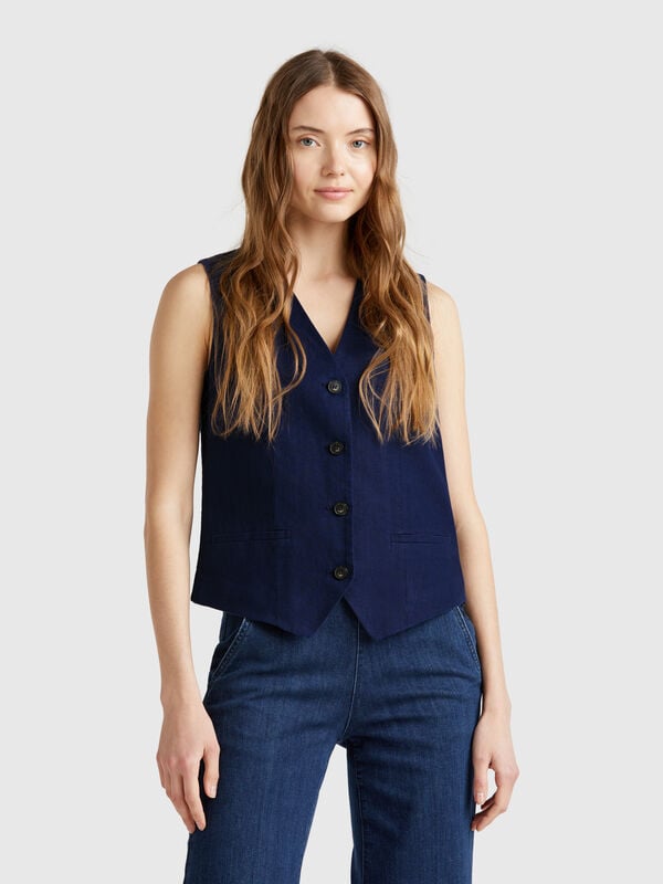 Gilet pur lin Femme
