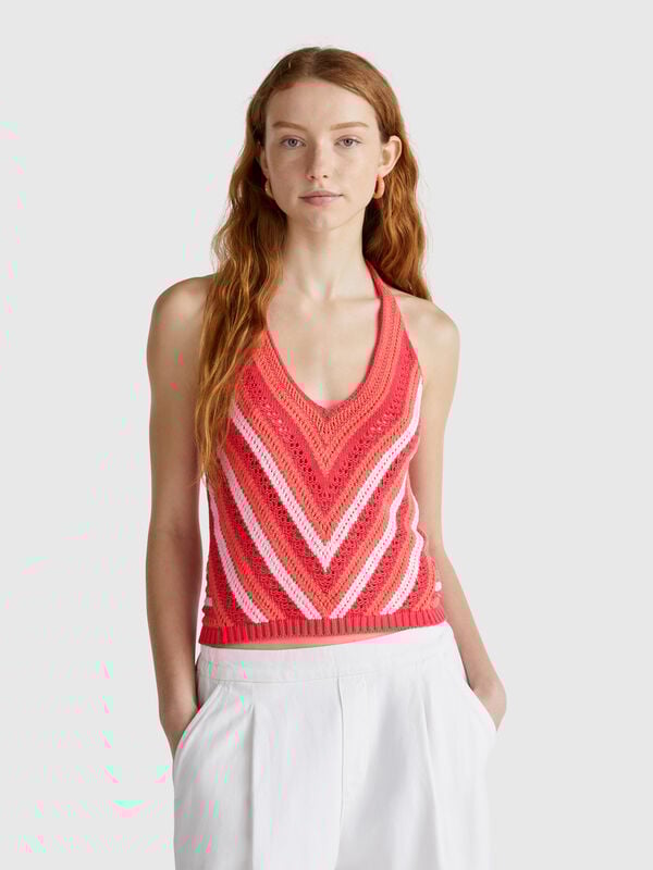 Haut rayé au crochet Femme