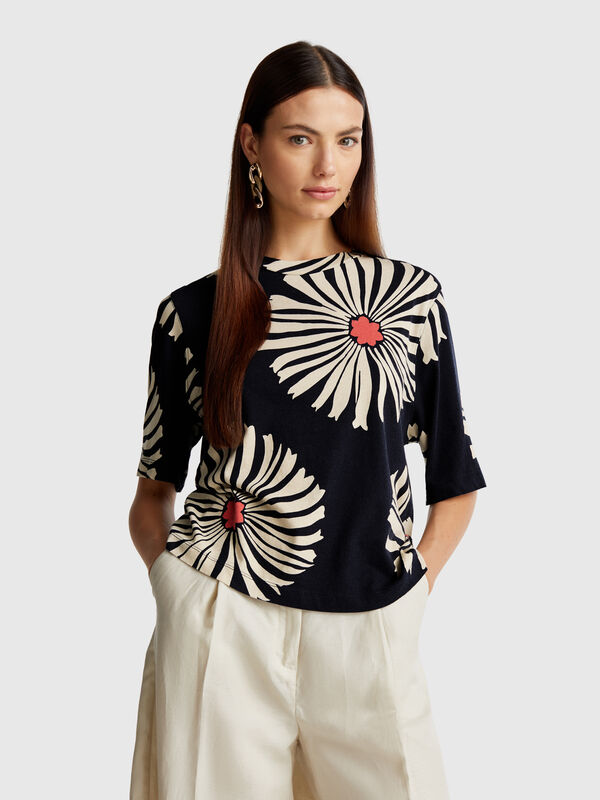 T-shirt à motif fleuri Femme