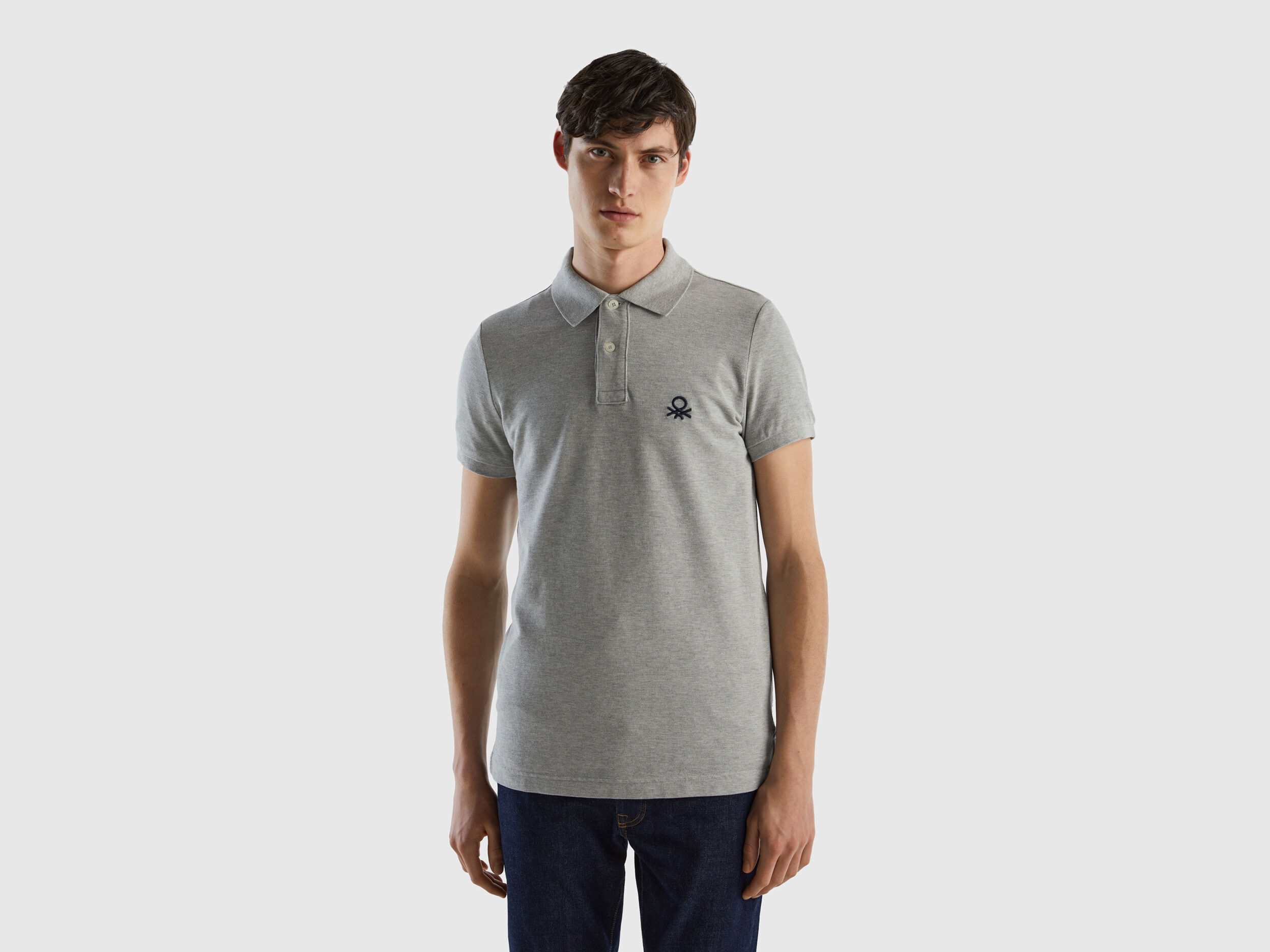 Polo gris m lang coupe slim Gris Clair Benetton