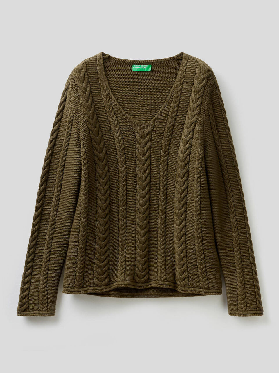 Pull à torsades en pur coton image number 1