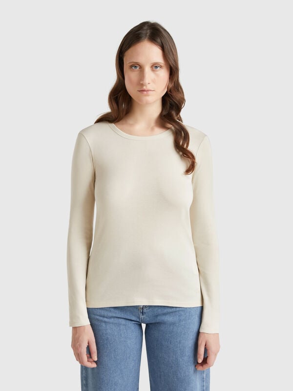 T-shirt à manches longues en pur coton Femme
