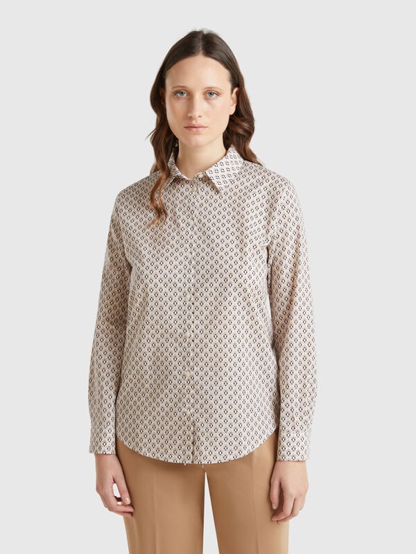 Chemise beige à motif Femme
