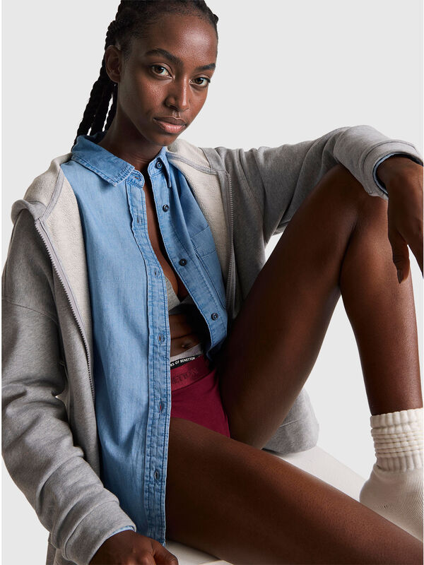 Chemise courte en chambray Femme