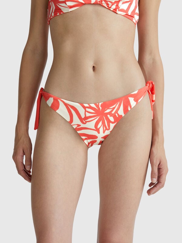 Slip de bain imprimé corail Femme