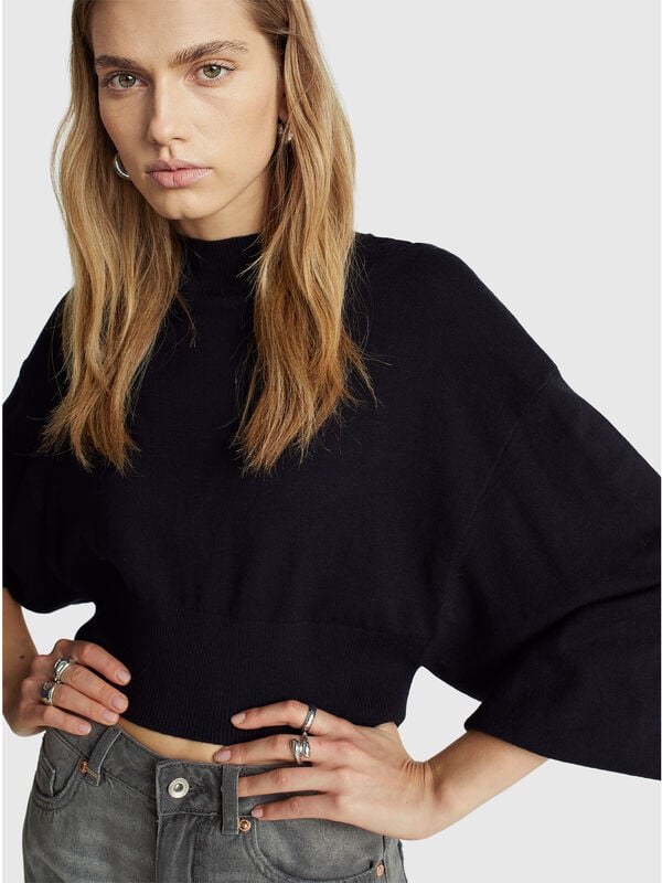 Pull court à col roulé Femme