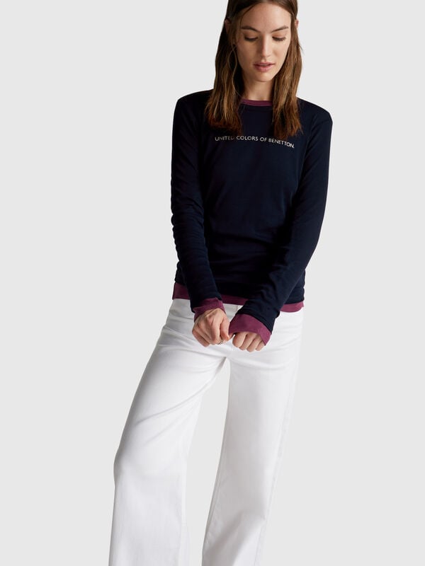 T-shirt à manches longues 100 % coton Femme