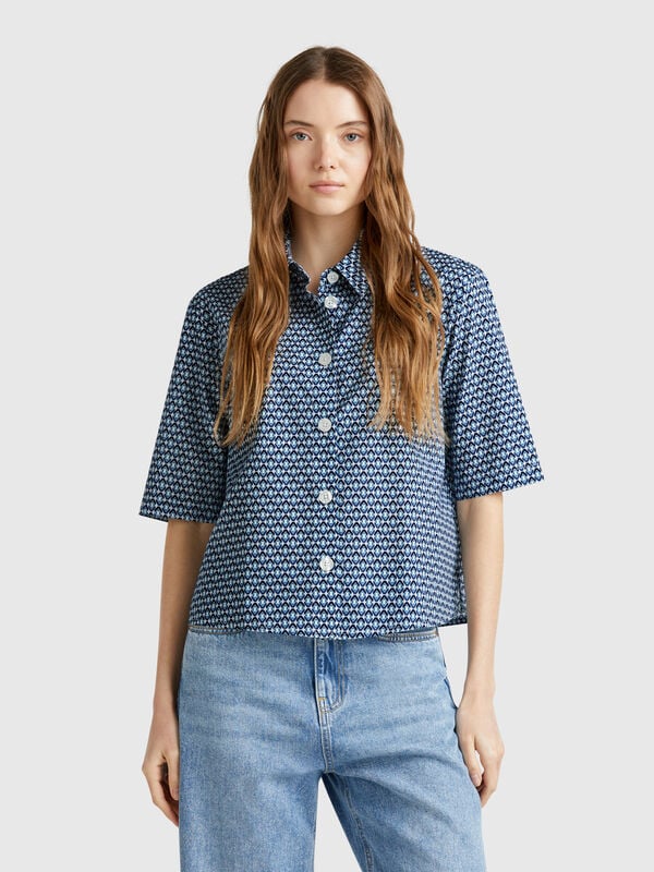 Chemise à motifs en coton léger Femme