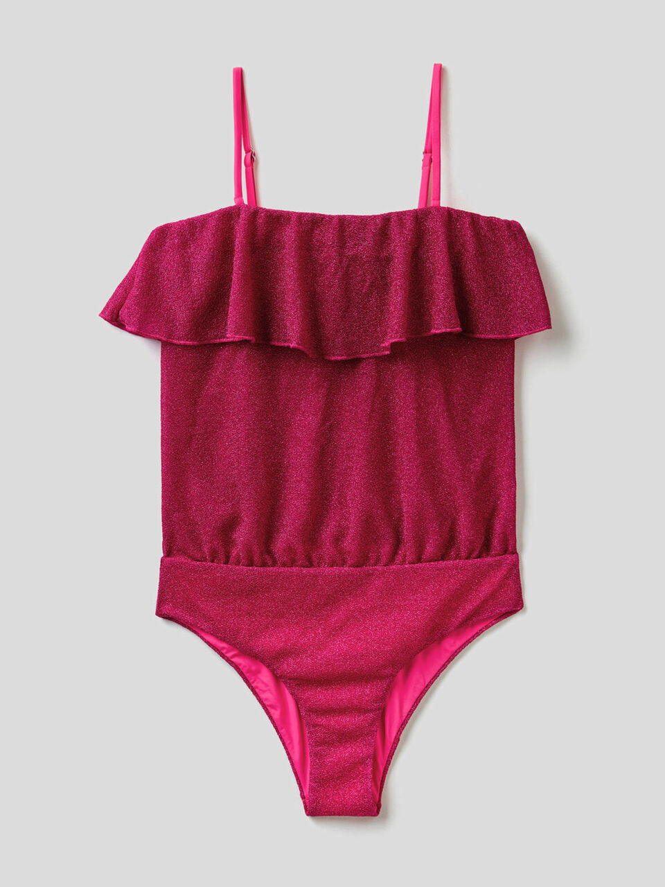 Maillot de bain une pièce en lurex avec volant image number 1