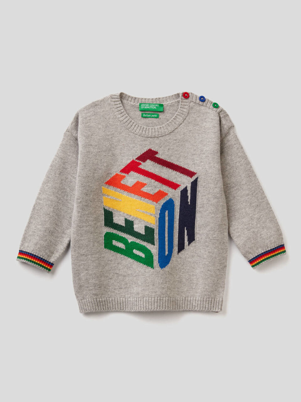 Pull avec motif multicolore en intarsia image number 1