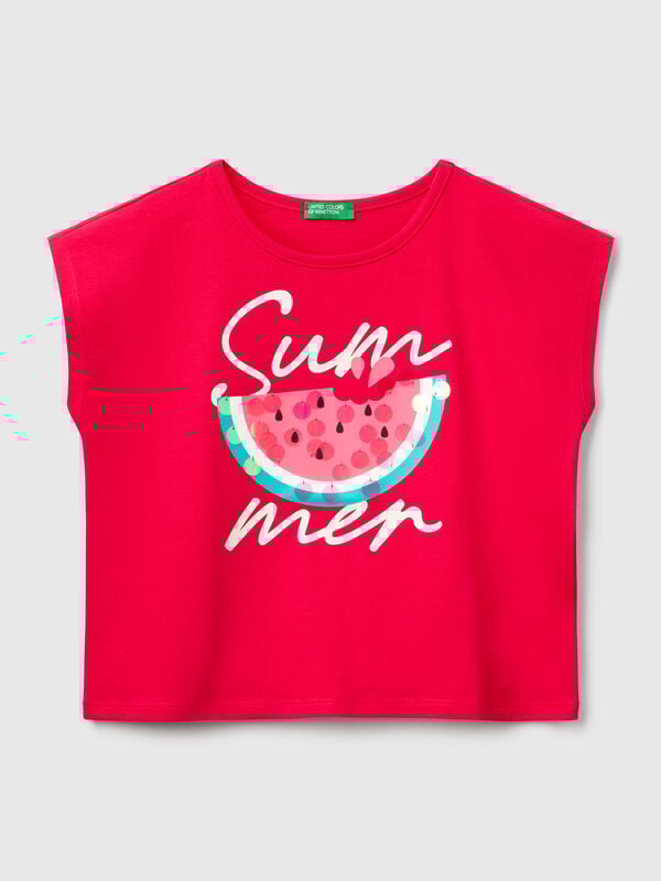 T-shirt avec imprimé et paillettes Filles