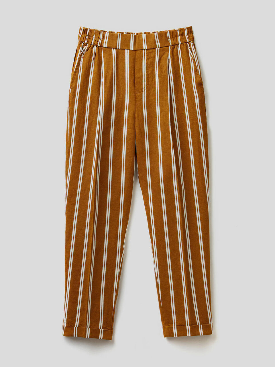 Pantalon 100% lin imprimé à motifs image number 1
