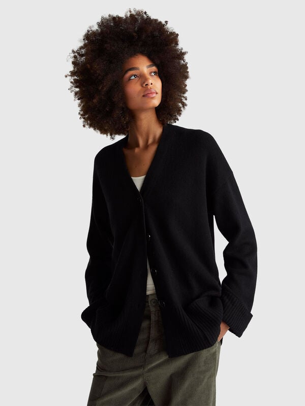 Cardigan oversize en laine mélangée Femme