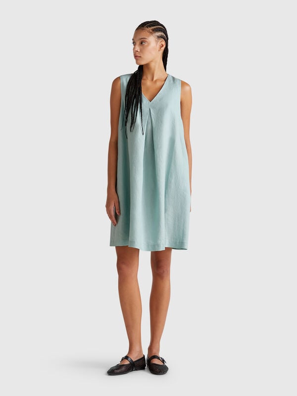 Robe sans manches en pur lin Femme