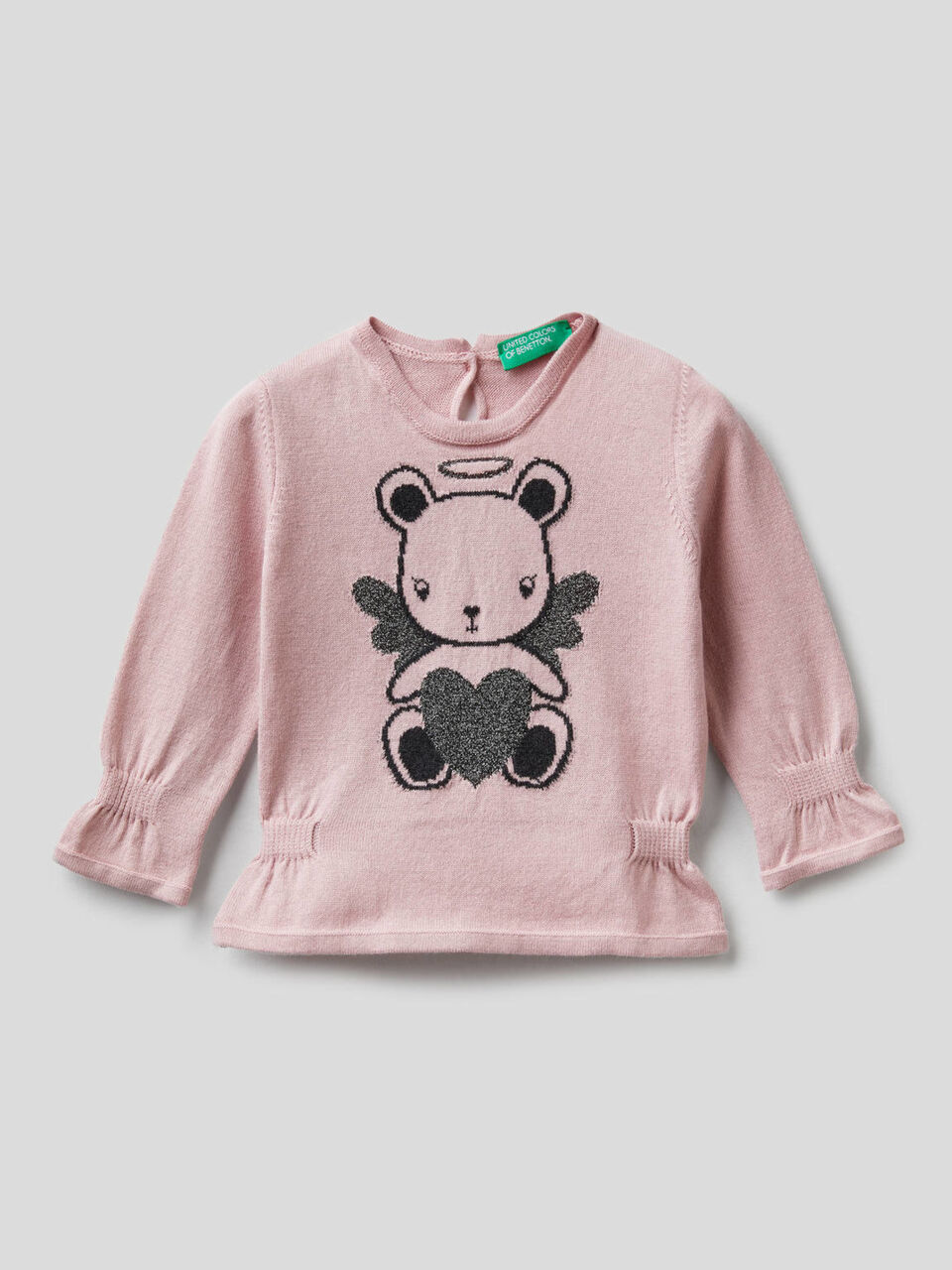 Pull à détails froncés et intarsia en lurex image number 1