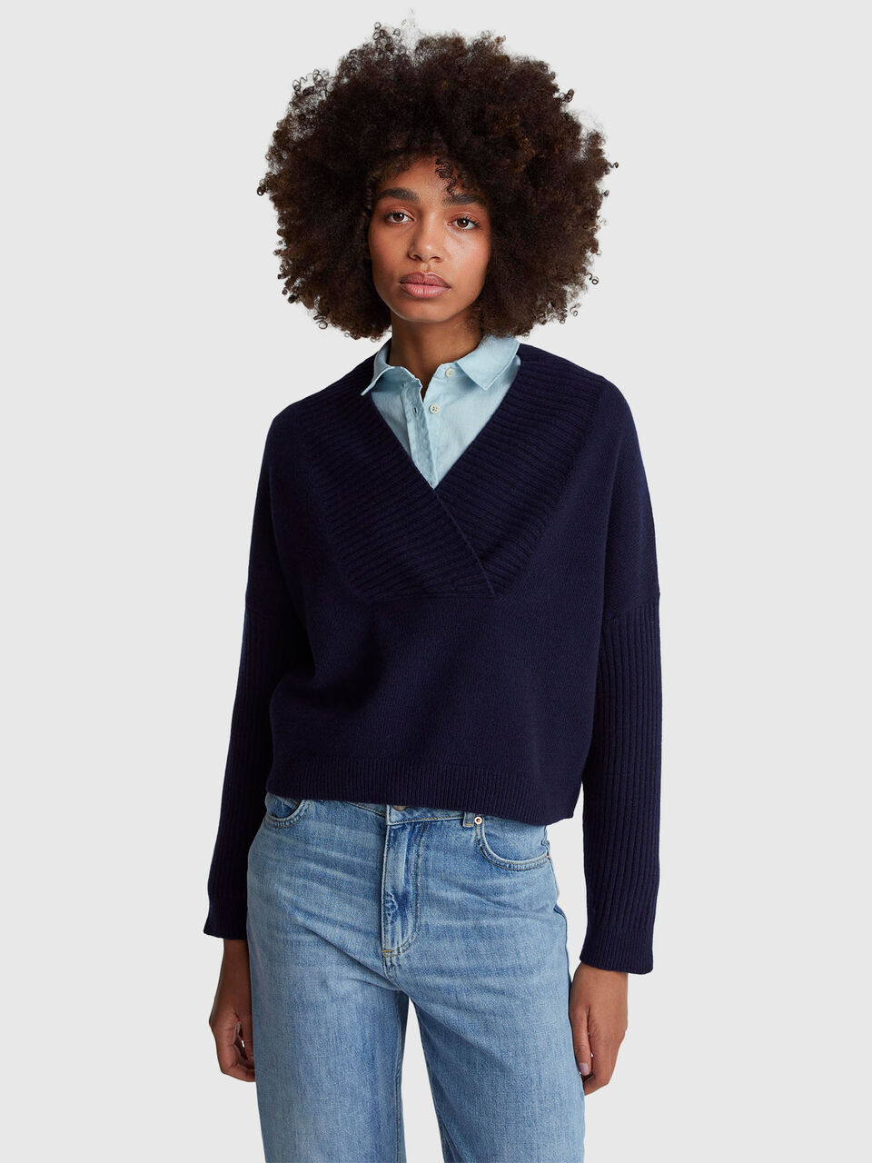 V NECK SWEATER L/S Femme image number null