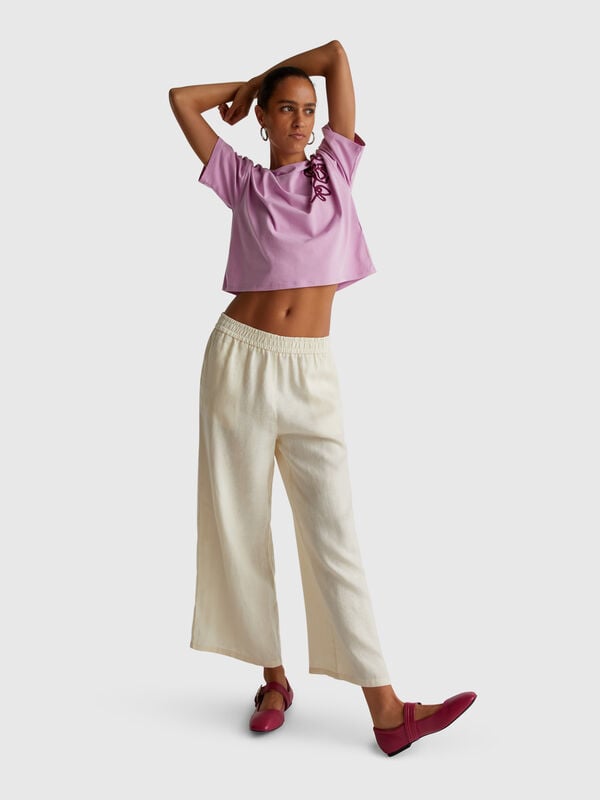 Pantalon large en pur lin Femme