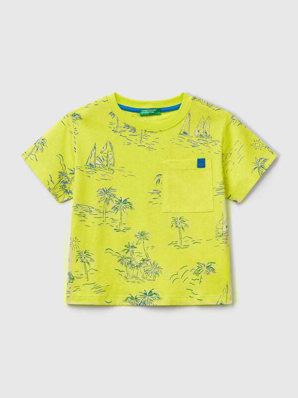 T-shirt overfit imprimé mer Garçon