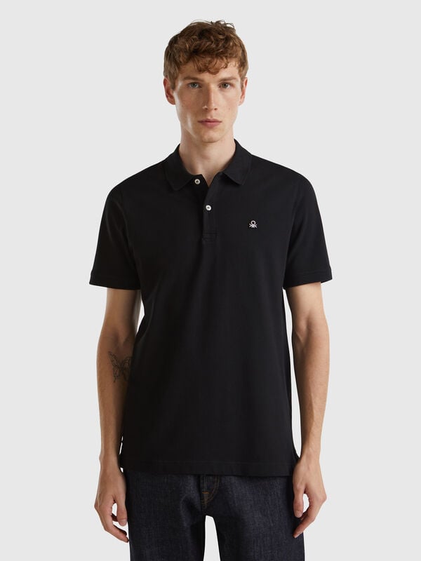Polo ajusté noir Homme