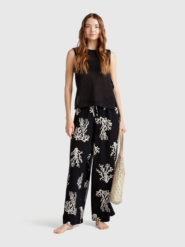 Pantalon à imprimé corail Femme