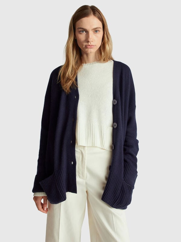 Cardigan oversize en laine mélangée Femme