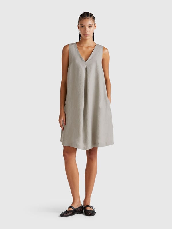 Robe sans manches en pur lin Femme