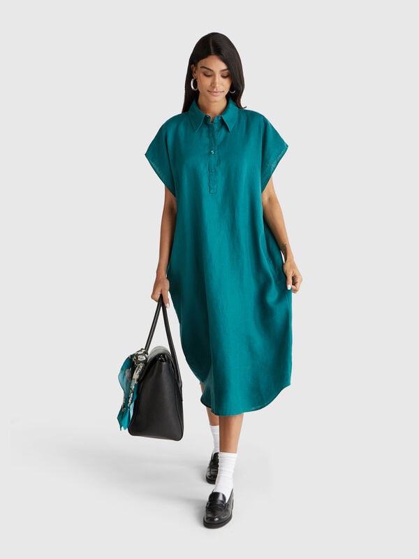 Robe midi en pur lin Femme