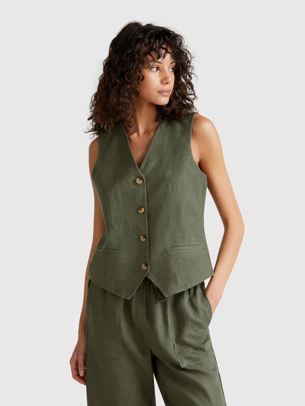 Gilet pur lin Femme