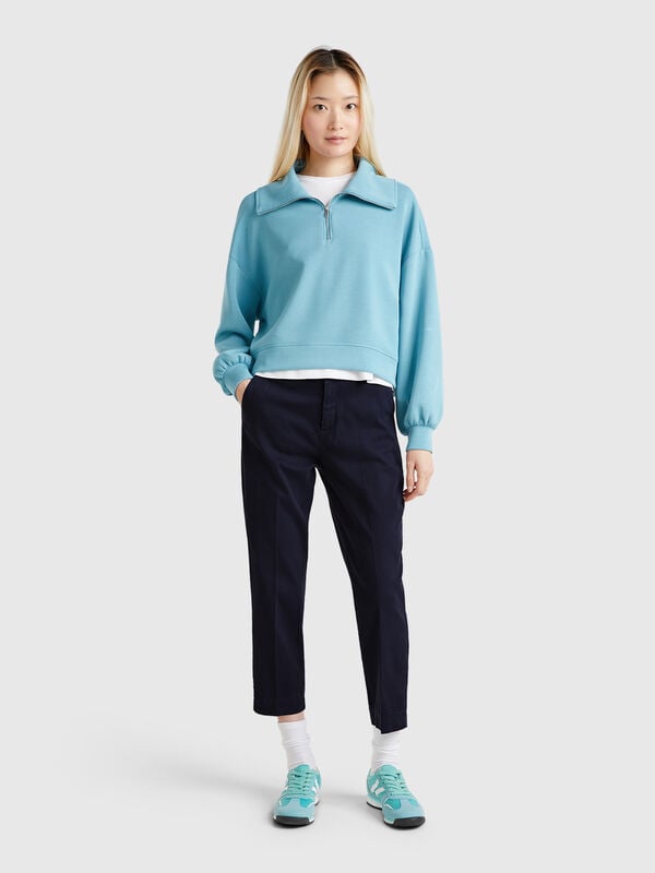 Chino raccourci en coton stretch Femme