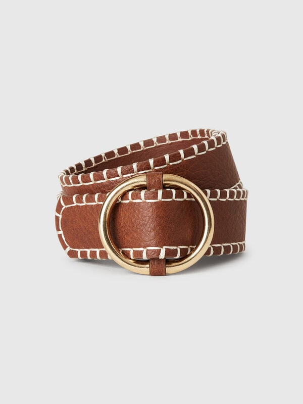 Ceinture fine en tissu enduit Femme