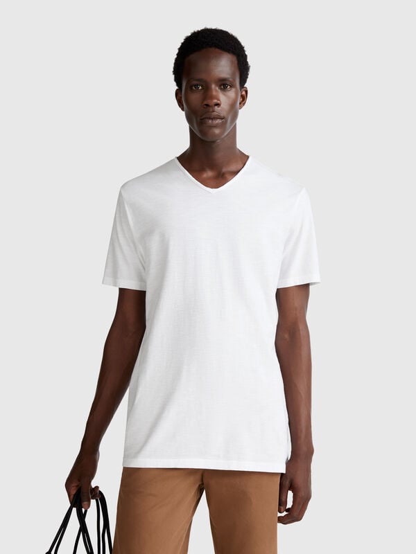 T-shirt 100% coton avec col V Homme