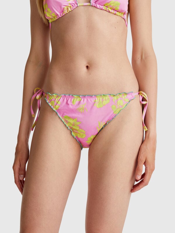 Slip de bain imprimé fleurs Femme