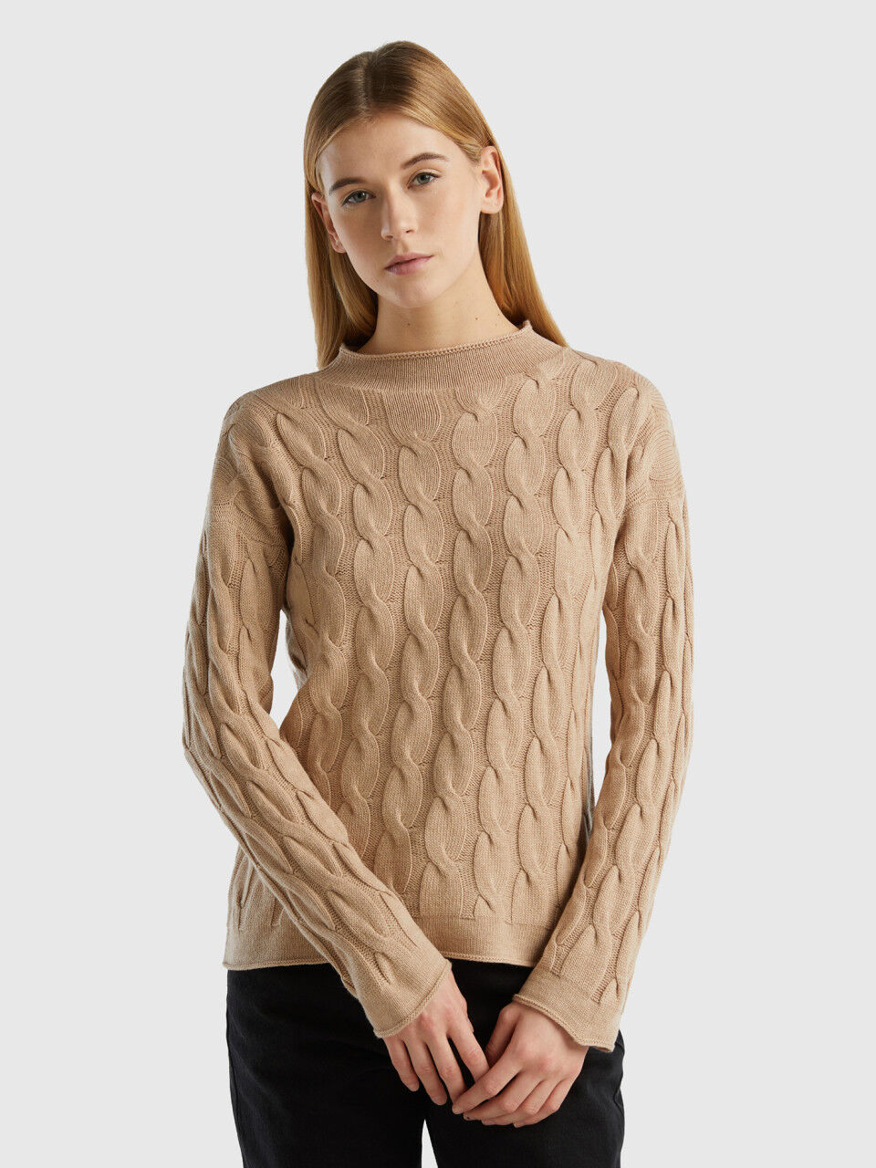 Pull col roulé femme benetton 2025