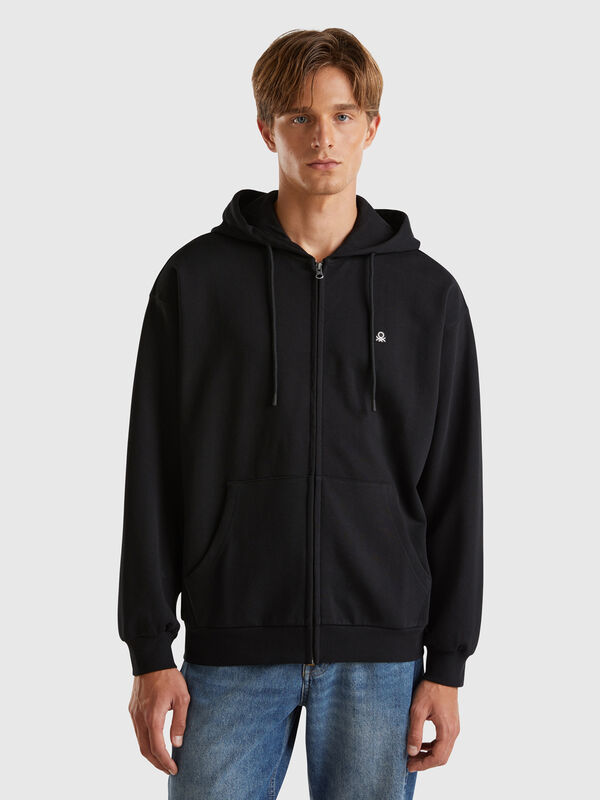 Sweat-shirt en coton avec zip et capuche Homme