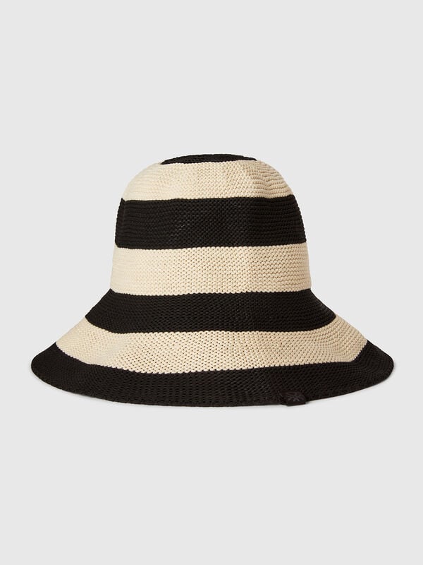 Chapeau rayé noir et blanc Femme